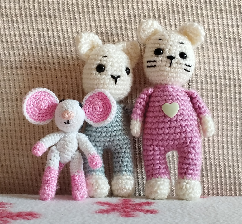 Amigurumi kulcstartó macskák